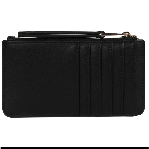 AUTHENTIC Versace Jeans Couture Logo Zip Card Holder - Black Leather - Picture 2 of 2